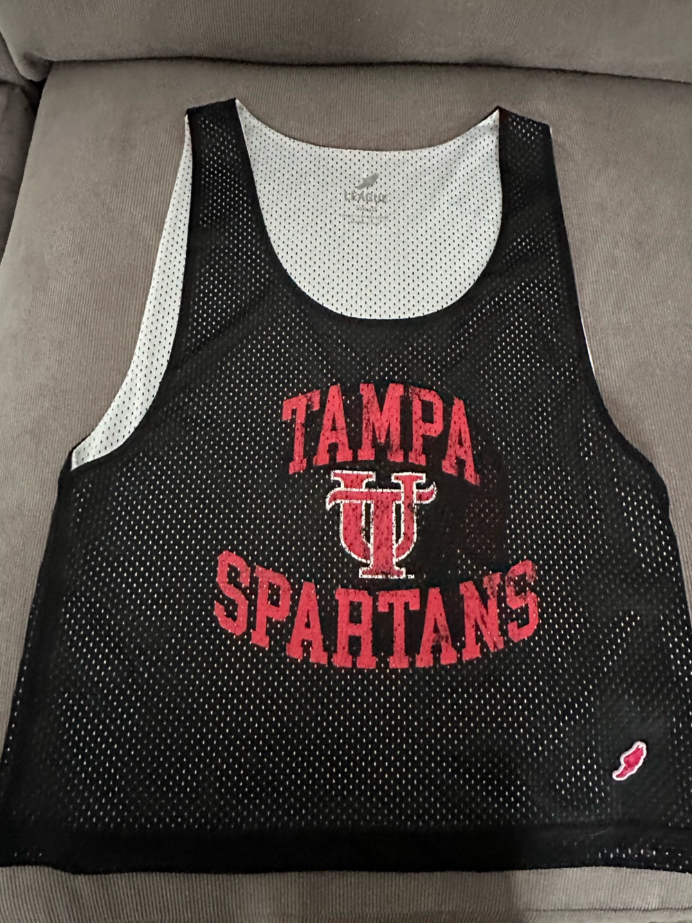 Tampa Spartans Black Mesh Reversible Tank with Red Logo- NEW
